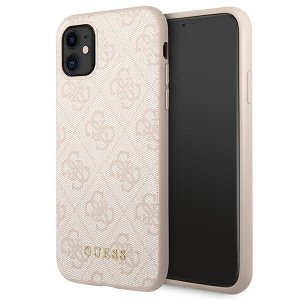 Guess GUHCN61G4GFPI iPhone 11 / Xr 6,1różowy/pink hard case 4G Metal Gold Logo