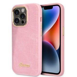 Guess GUHCP14LHGCRHP iPhone 14 Pro 6,1 różowy/pink hardcase Croco Collection