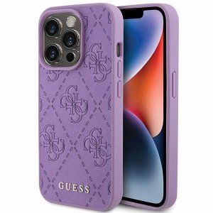 Guess GUHCP15LP4EPMU iPhone 15 Pro 6.1 fioletowy/light purple hardcase Leather 4G Stamped