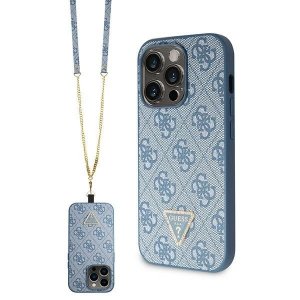 Guess GUHCP15LP4TDSCPB iPhone 15 Pro 6.1 niebieski/blue hardcase Crossbody 4G Metal Logo