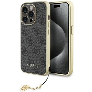 Guess GUHCP15LGF4GGR iPhone 15 Pro 6.1 szary/grey hardcase 4G Charms Collection