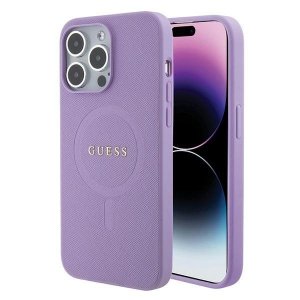 Guess GUHMP15LPSAHMCU iPhone 15 Pro 6.1 fioletowy/purple hardcase Saffiano MagSafe