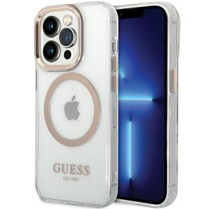 Guess GUHMP15XHTRMD iPhone 15 Pro Max6.7 złoty/gold hard case Metal Outline Magsafe