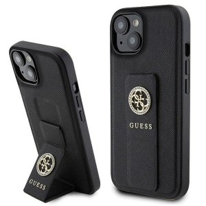 Guess GUHCP15SPGSSADK iPhone 15 / 14 / 13 6.1 czarny/black hardcase Grip Stand 4G Saffiano Strass