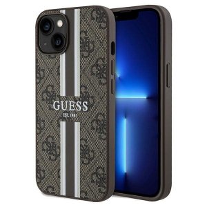 Guess GUHMP15SP4RPSW iPhone 15 / 14 / 13 6.1 brązowy/brown hardcase 4G Printed Stripes MagSafe
