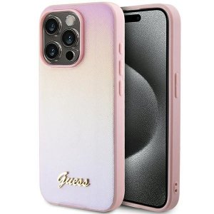 Guess GUHCP14LPSAIRSP iPhone 14 Pro 6.1 różowy/pink hardcase Saffiano Iridescent Script
