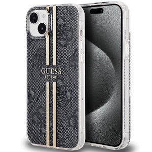 Guess GUHCP15SH4PSEGK iPhone 15 / 14 / 13 6.1 czarny/black hardcase IML 4G Gold Stripe