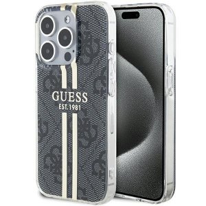 Guess GUHCP15XH4PSEGK iPhone 15 Pro Max 6.7 czarny/black hardcase IML 4G Gold Stripe