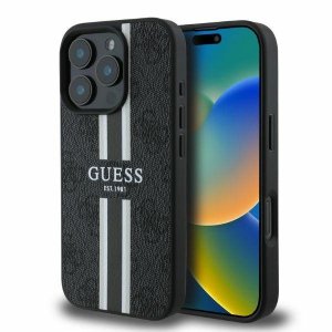 Guess GUHMP16LP4RPSK iPhone 16 Pro 6.3 czarny/black hardcase 4G Printed Stripes MagSafe