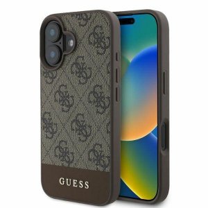 Guess GUHCP16SG4GLBR iPhone 16 6.1 brązowy/brown hardcase 4G Bottom Stripe