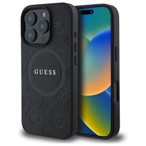Guess GUHMP16XPSAPSMEK iPhone 16 Pro Max6.9 czarny/black hardcase Saffiano Peony Classic Logo MagSafe