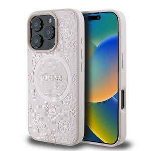 Guess GUHMP16LPSAPSMEP iPhone 16 Pro6.3 różowy/pink hardcase Saffiano Peony Classic Logo MagSafe