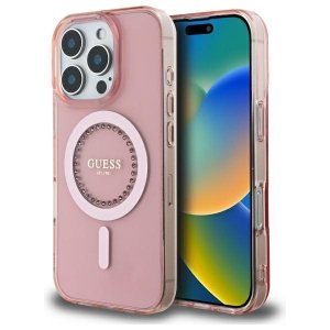 Guess GUHMP16XPFTDTEP iPhone 16 Pro Max 6.9 różowy/pink hardcase IML Rhinestones MagSafe