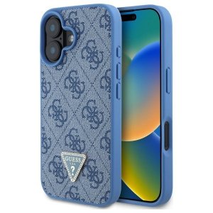 Guess GUHCP16SP4TDPB iPhone 16 6.1 niebieski/blue hardcase Leather 4G Triangle Strass