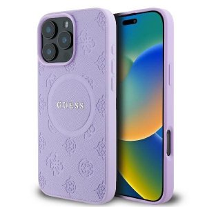 Guess GUHMP16LPSAPSMEU iPhone 16 Pro6.3 fioletowy/purple hardcase Saffiano Peony Classic Logo MagSafe