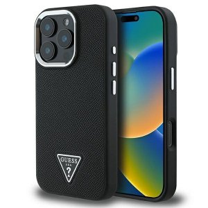 Guess GUHMP16LPGTSPSK iPhone 16 Pro6.3 czarny/black hardcase Grained Triangle MagSafe