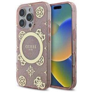 Guess GUHMP16LH4PYEEP iPhone 16 Pro 6.3 różowy/pink hardcase IML Peony On 4G Background MagSafe