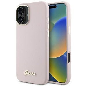 Guess GUHCP16MSMBSLP iPhone 16 Plus 6.7 różowy/pink hardcase Silicone Script Metal Logo & Frame