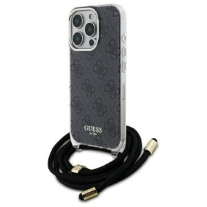 Guess GUHCP16LHC4SEK iPhone 16 Pro 6.3  czarny/black hardcase Crossbody Cord 4G Print