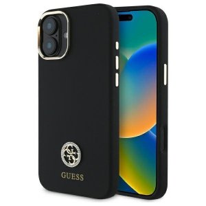 Guess GUHCP16SM4DGPK iPhone 16 6.1      czarny/black hardcase Silicone Logo Strass 4G