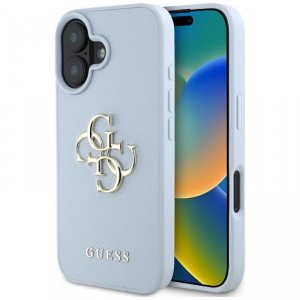 Etui Guess Grained Big 4G Logo Small     Classic Logo do iPhone 16 niebieski