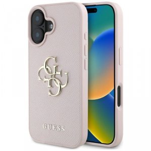 Etui Guess Grained Big 4G Logo Small     Classic Logo do iPhone 16 różowy