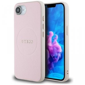 Etui Guess Grained Ring MagSafe do       iPhone 16e różowy