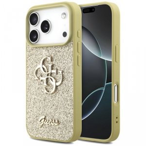 Etui Guess Fixed Glitter Big 4G do       iPhone 17 Pro złoty