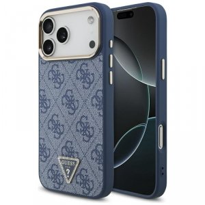 Etui Guess 4G Triangle Logo MagSafe do   iPhone 17 Pro Max niebieski złoty