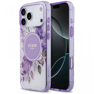 Etui Guess IML Flower & Tonal Circle     MagSafe do iPhone 17 Pro Max fioletowy