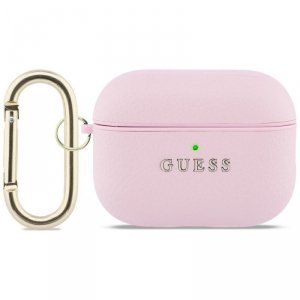 Etui Guess Grained Classic Logo do       AirPods Pro 3 różowy