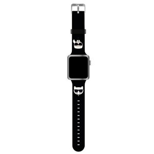 Karl Lagerfeld Pasek KLAWLSLCKK Apple Watch 42/44/45mm czarny/black strap Silicone Karl & Choupette Heads