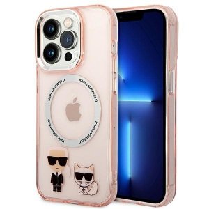 Karl Lagerfeld KLHMP14LHKCP iPhone 14Pro 6,1 hardcase różowy/pink Karl & Choupette Aluminium Magsafe