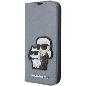 Karl Lagerfeld KLBKP14XSANKCPG iPhone 14 Pro Max 6.7 bookcase srebrny/silver Saffiano Karl & Choupette