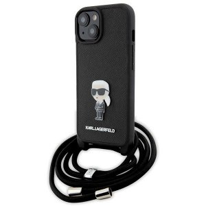 Karl Lagerfeld KLHCP15SSASKNPSK iPhone 15 / 14 / 13 6.1 hardcase czarny/black Crossbody Saffiano Monogram Metal Pin Karl &
