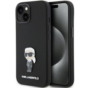 Karl Lagerfeld KLHCP15MSMHKNPK iPhone 15 Plus / 14 Plus 6.7 czarny/black Silicone Ikonik Metal Pin