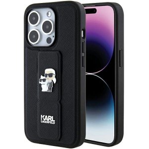 Karl Lagerfeld KLHCP15LGSAKCPK iPhone 15 Pro 6.1 czarny/black hardcase Gripstand Saffiano Karl&Choupette Pins