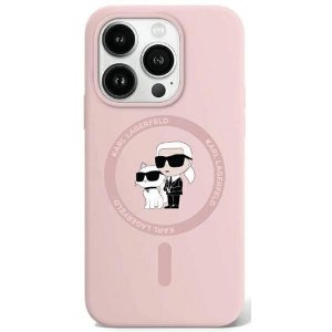 Karl Lagerfeld KLHMP15LSCMKCRHP iPhone 15 Pro 6.1 różowy/pink hardcase Silicone Karl & Choupette MagSafe