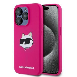 Karl Lagerfeld KLHMP15LSCHPPLF iPhone 15 Pro 6.1 różowy/fuschia hardcase Silicone Choupette Head MagSafe