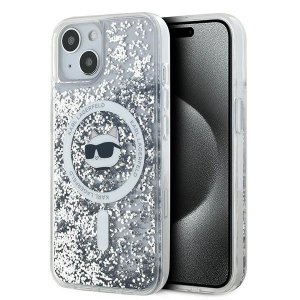 Karl Lagerfeld KLHMP14SLGCHSGH iPhone 14 / 15 / 13 6.1 hardcase transparent Liquid Glitter Choupette Head Magsafe