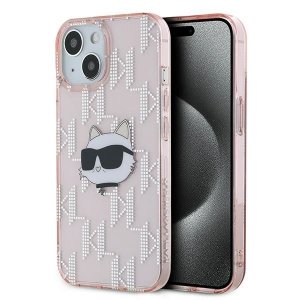 Karl Lagerfeld KLHCP15SHKLPCHP iPhone 15 / 14 / 13 6.1 różowy/pink hardcase IML Choupette Head & Monogram