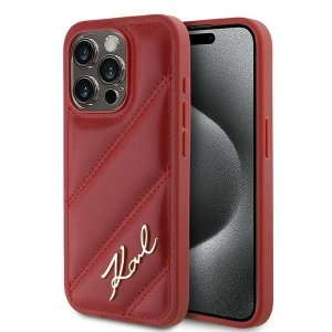 Karl Lagerfeld KLHCP15LPQDSMGR iPhone 15 Pro 6.1 czerwony/red hardcase Diagonal Quilted Script