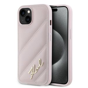 Karl Lagerfeld KLHCP15MPQDSMGP iPhone 15 Plus / 14 Plus 6.7 różowy/pink hardcase Diagonal Quilted Script