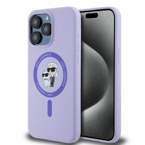 Karl Lagerfeld KLHMP15XSCMKCRHU iPhone15 Pro Max 6.7 fioletowy/purple hardcase Silicone Karl&Choupette Heads Ring MagSafe