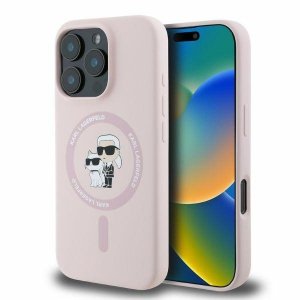Karl Lagerfeld KLHMP16LSCMKCRHP iPhone 16 Pro 6.3 różowy/pink hardcase Silicone Karl&Choupette Ring MagSafe