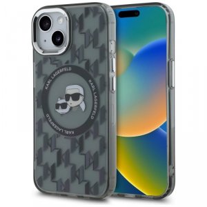 Karl Lagerfeld KLHMP15MHMCKMHK iPhone 15Plus 6.7 czarny/black IML Monogram Karl&Choupette Head MagSafe
