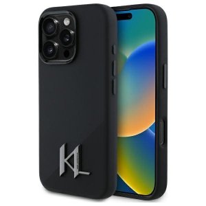 Karl Lagerfeld KLHMP16LSCMKMPCK iPhone 16 Pro 6.3 czarny/black hardcase Silicone Shadow Metal Initial MagSafe
