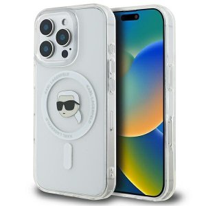 Karl Lagerfeld KLHMP16XHLSKIH iPhone16 Pro Max 6.9 biały/white hardcase IML Metal Karl Head MagSafe