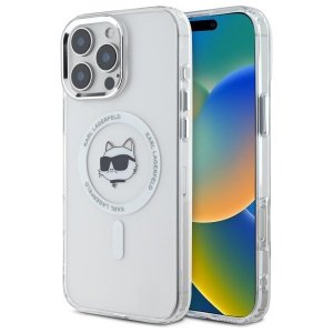 Karl Lagerfeld KLHMP16LHLSCHH iPhone16 Pro 6.3 biały/white hardcase IML Metal Choupette Head MagSafe