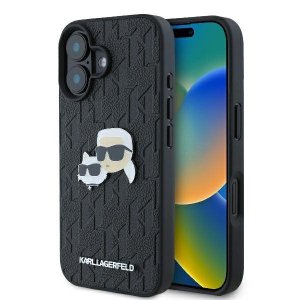Karl Lagerfeld KLHCP16MPGKLKCPK iPhone16 Plus 6.7 czarny/black hardcase Monogram Karl&Chaoupette Head Pin